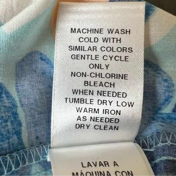 Donna Morgan Vibrant Floral Drop Waist Button-Down Shirt Dress, Sz 4 Blue - Picture 14 of 14